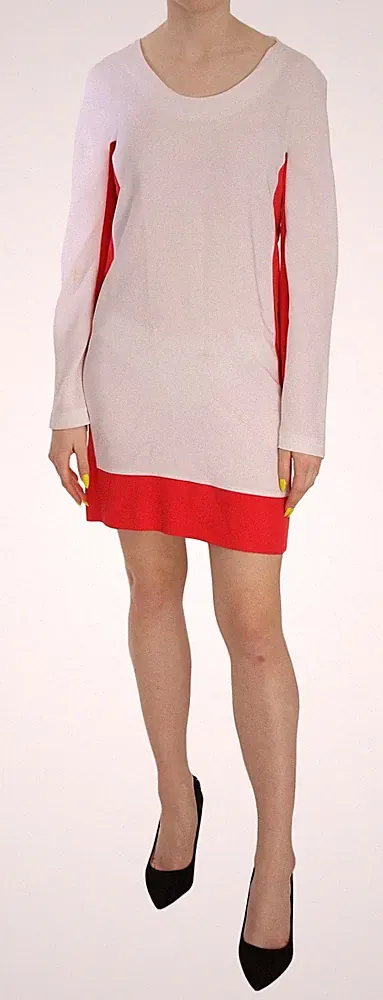 Ki6? WER SIND SIE? Kleid weiß Langarm über dem Knie Gr. IT40/US6/S UVP 360 $