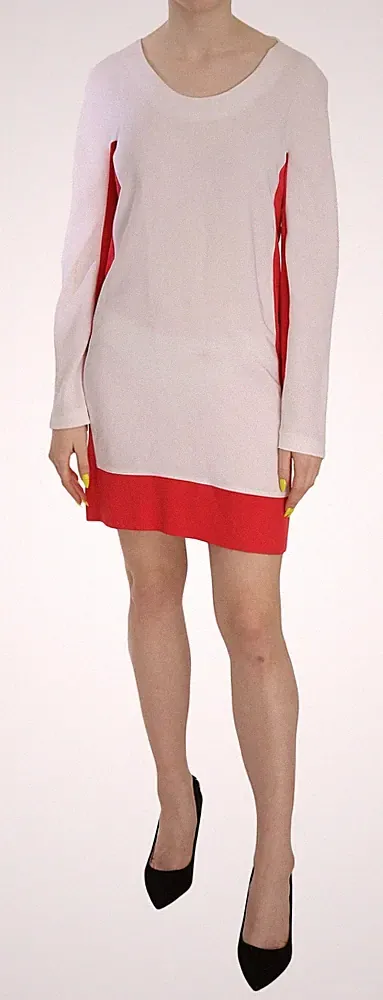 Ki6? WER SIND SIE? Kleid weiß Langarm über dem Knie Gr. IT40/US6/S UVP 360 $
