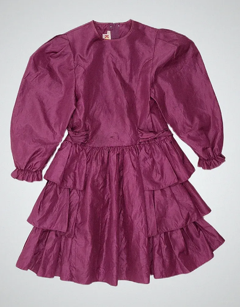 KIKO Mädchen Langarm A-Linie Kleid 8-9 Jahre Lila DQ41