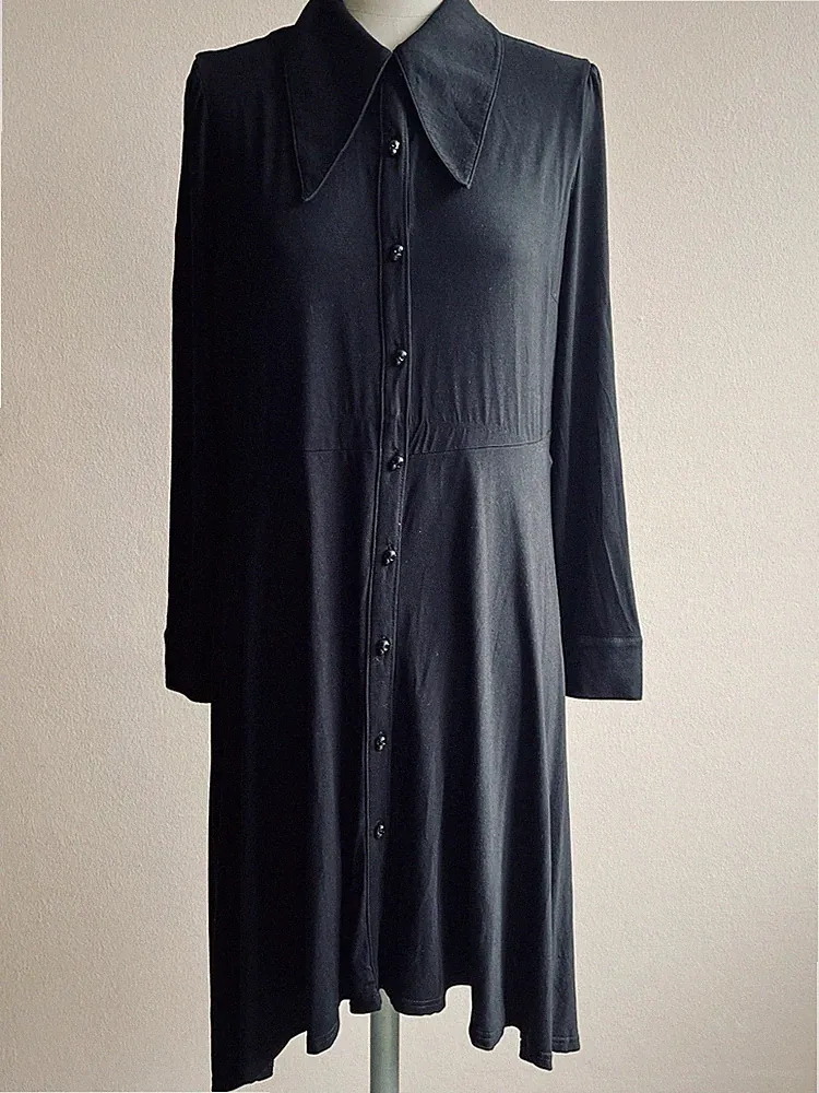 Killstar Kleid XL Schwarz Lang Totenkopf Knöpfe