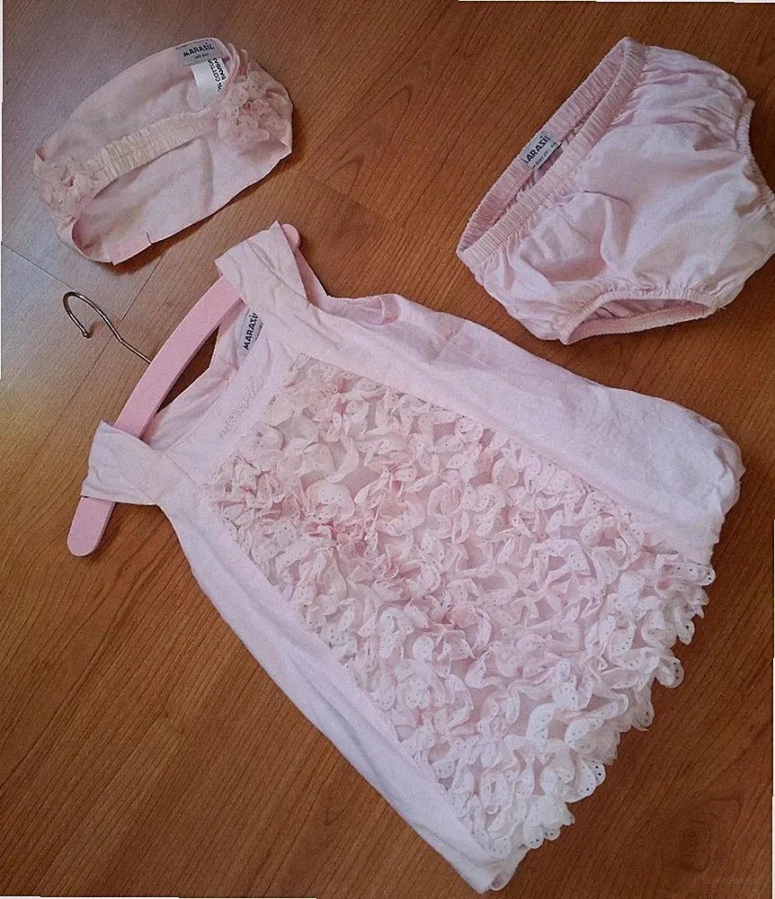 Kinder Festkleid Mädchen Kleid Taufe mit Schmetterlingen 3tlg Baby Set Gr.68 NEU