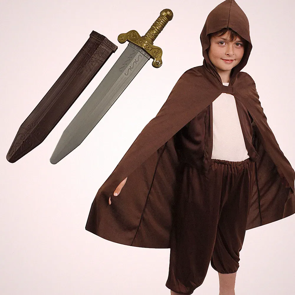 KINDER HOBBIT HERR KOSTÜM MYTHISCH MANN KAPUZENKOSTÜM KINDER JUNGEN UMHANG UMHANG