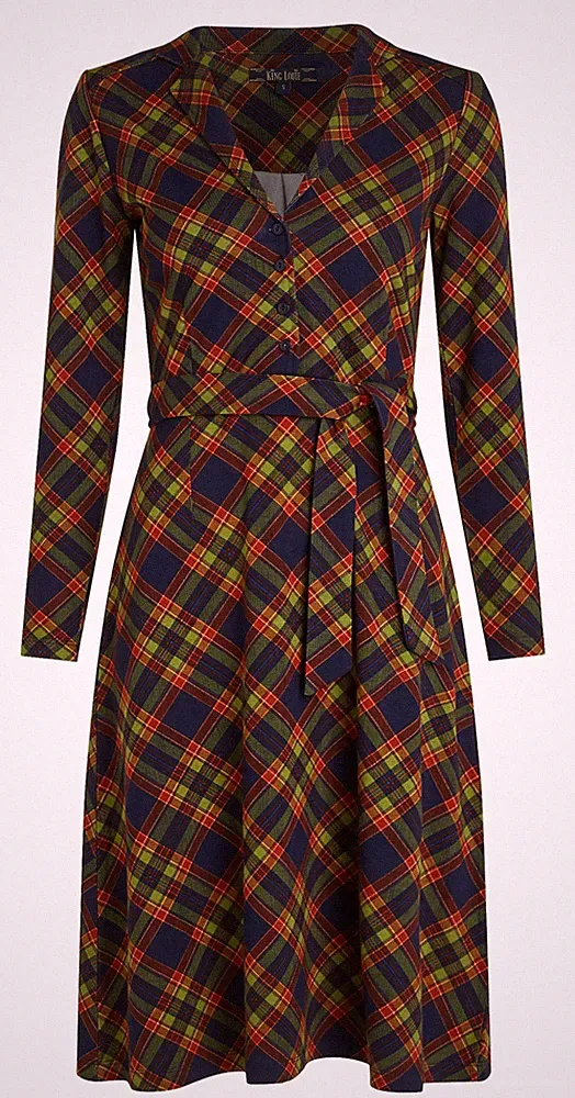 King Louie «LOLA BENNET» Vintage Karo Tartan A-LINIE DRESS Kleid Rockabilly