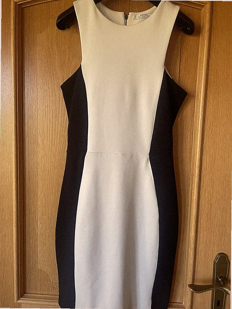 Klassisches Kleid,Etuikleid,schwarz/weiß,Mango,Gr.S