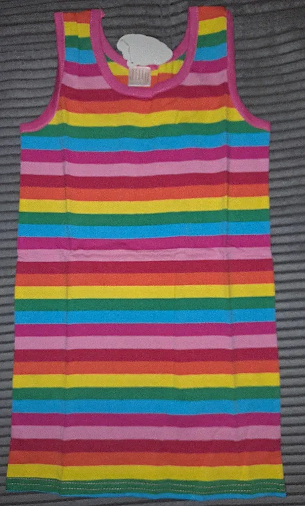 Kleid 110 Mädchen Neu Bunt Streifen Freizeit Party Regenbogen Ärmellos