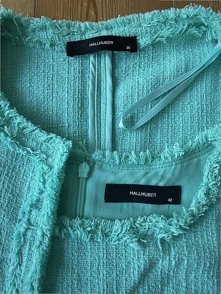 Kleid 42 Und Jäckchen 36 Hallhuber Grün Bouclé neuwertig