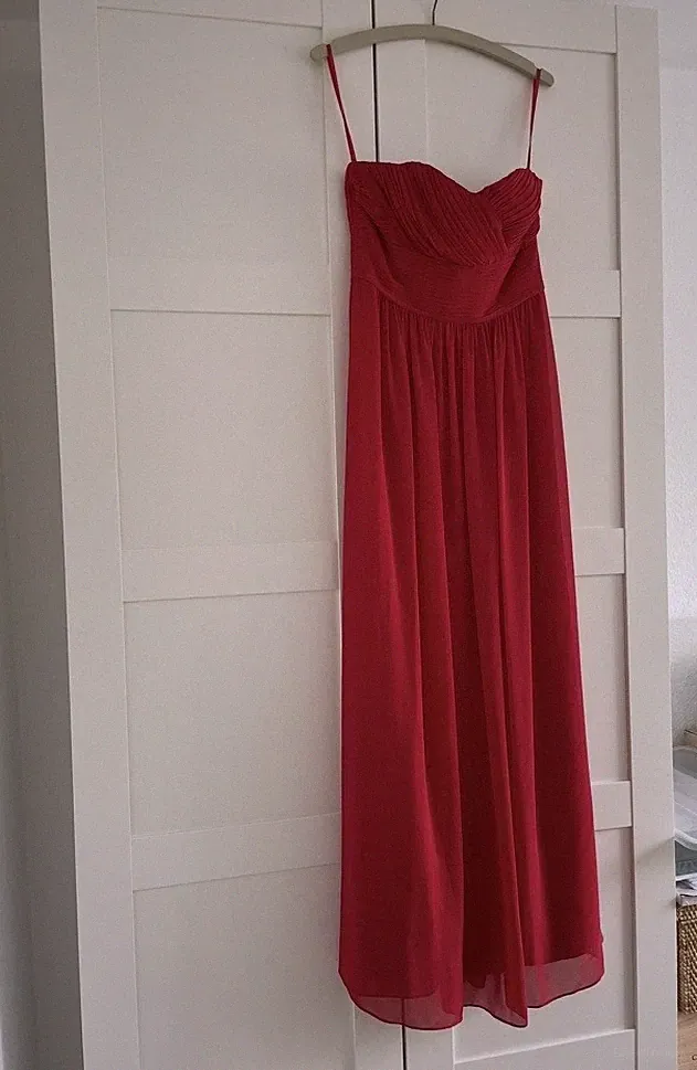 Kleid Abendkleid Hochzeitsgast Rot Schulterfrei Lang 38 M Jake s