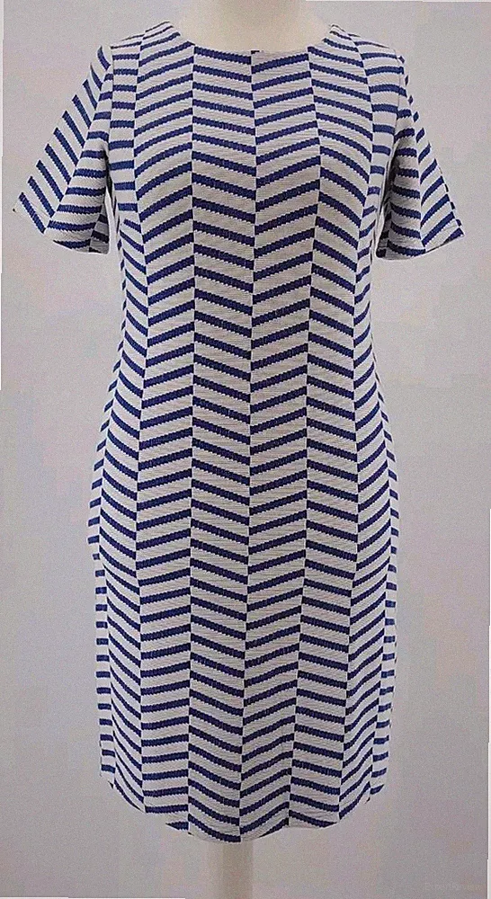 Kleid Amira Etuikleid Damen A-Linien Gr.42/44 Cotton Blau/Weiß NEU