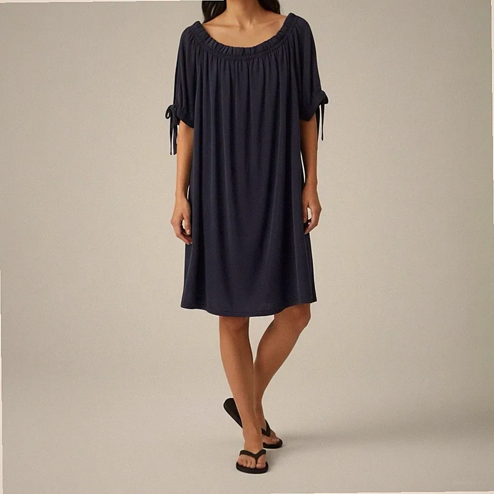 Kleid Anthrazit Kurz 36 38 40 Carmen Ausschnitt Tunika Tunikakleid