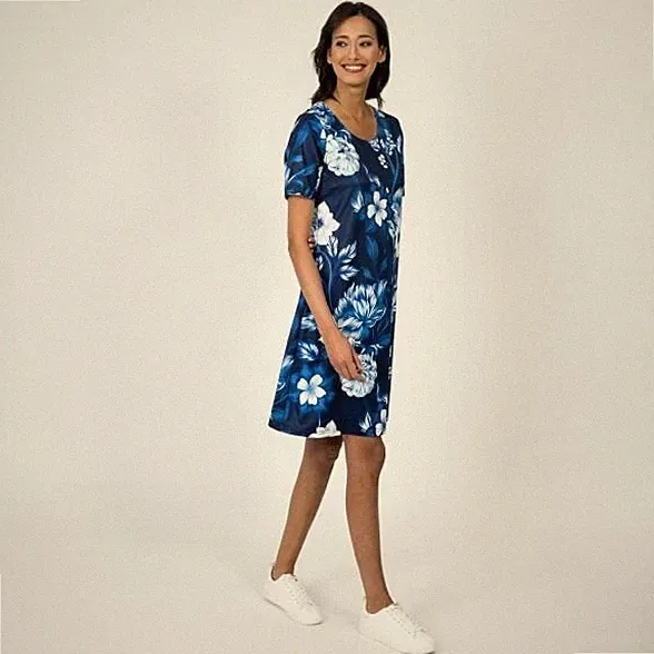 Kleid blau 42/44 Damen FASHION NEWS Wende-Kleid multicolor UVP:79,99€ C66