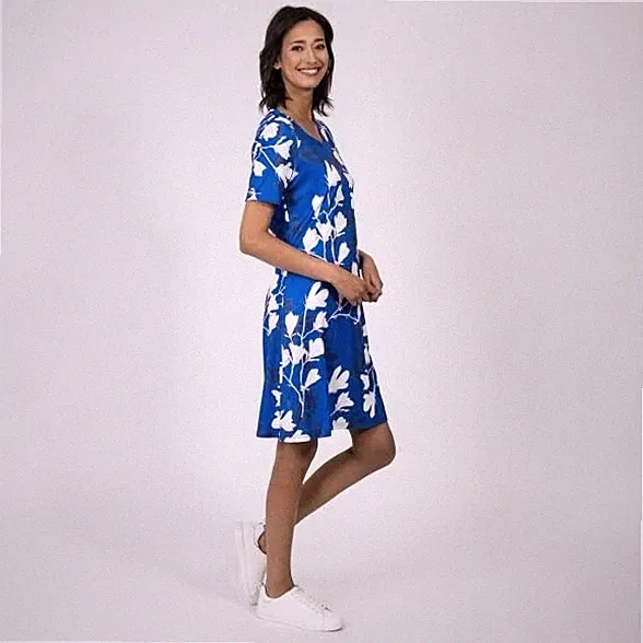 Kleid blau 42/44 Damen FASHION NEWS Wende-Kleid multicolor UVP:79,99€ D4