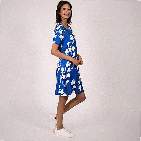 Kleid blau 50/52 Damen FASHION NEWS Wende-Kleid multicolor UVP:79,99€ A74