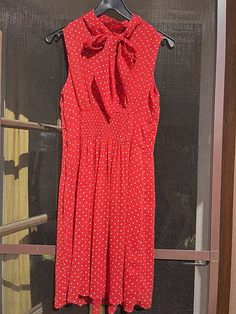 Kleid Bodyflirt, 38, rot, weiße Punkte
