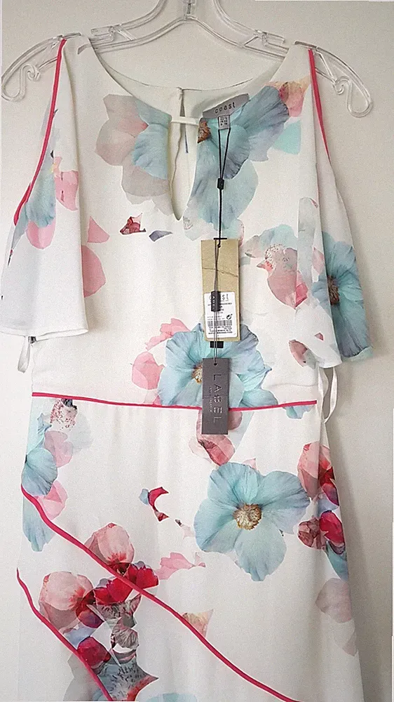 Kleid Coast DE38 asymmetrisch freie Schulterärmel Party Anlass