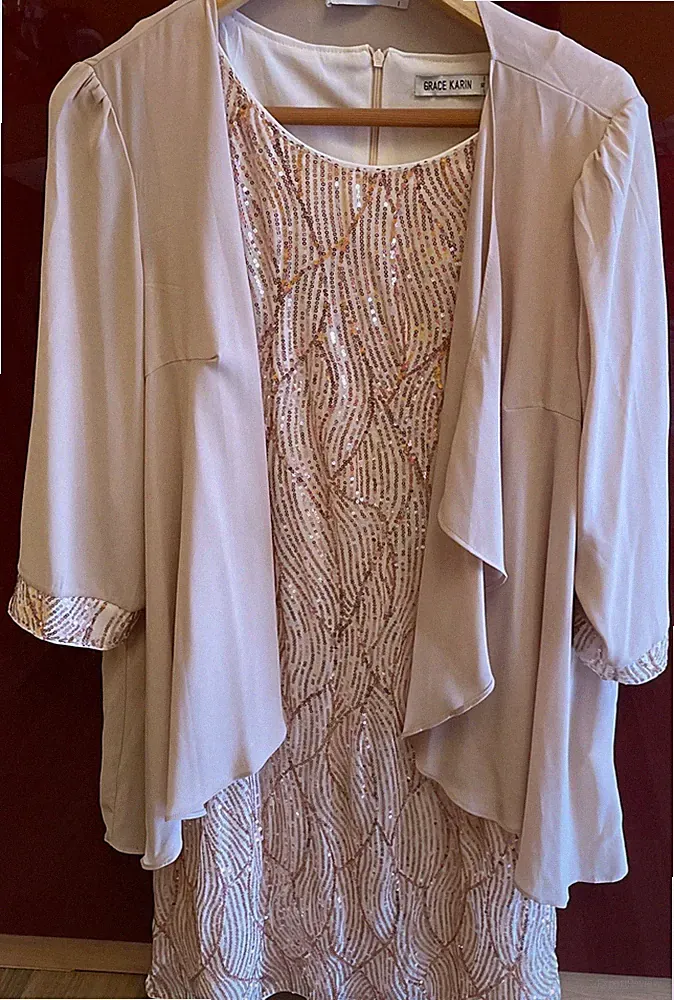 Kleid, Cocktailkleid mit Jacke Gr. XL ca. 42/44 Dehnbar, Siehe Maße !