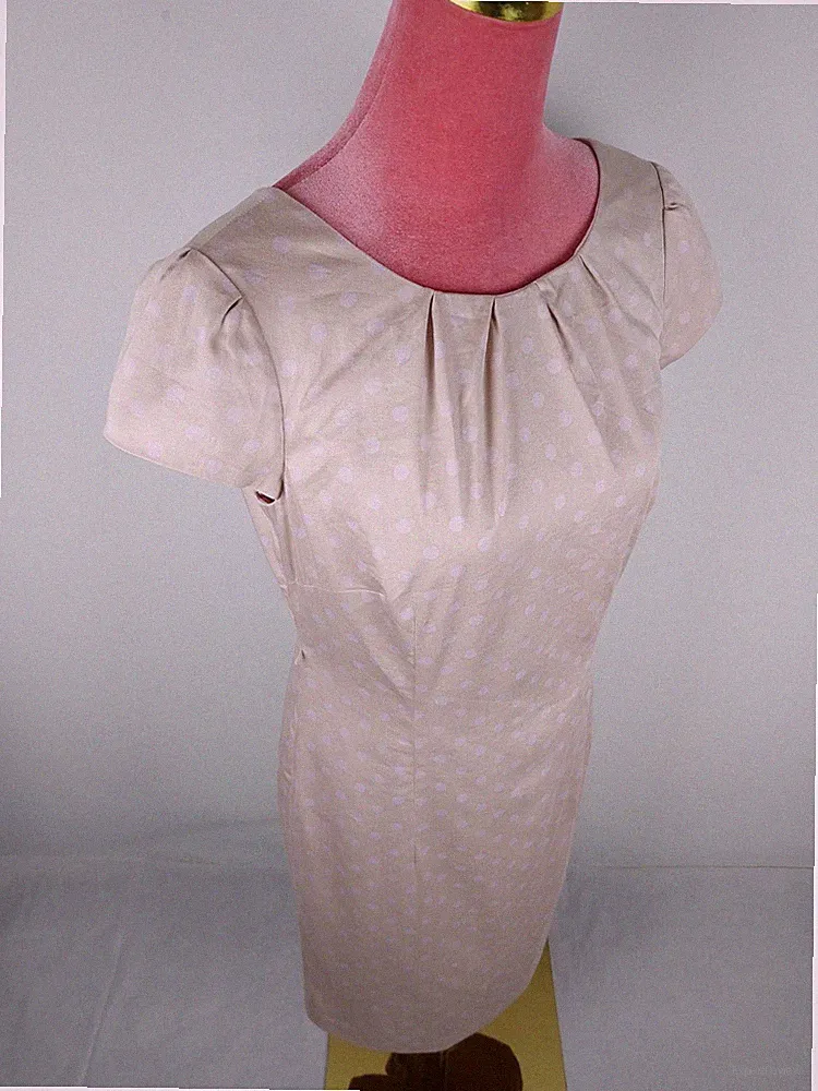 Kleid Comma Gr. 38 M (36/S) beige rosa gepunktet classic business Designerdress
