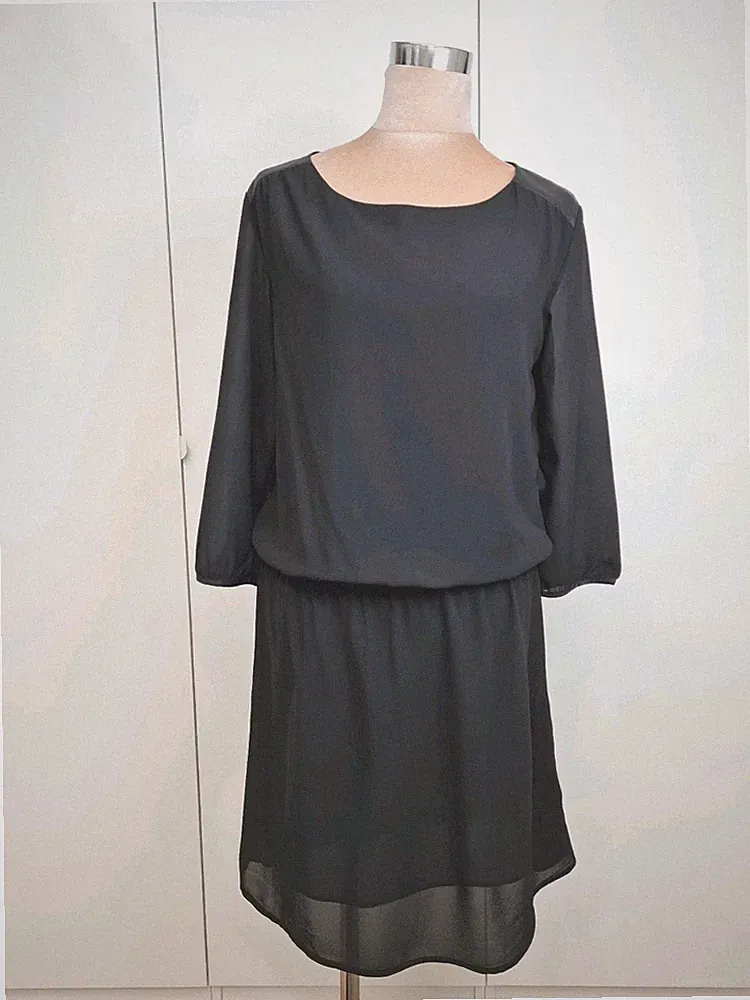 Kleid Damen Gr. 38 Marke Janina Halbarm 99cm lang leicht Chiffon