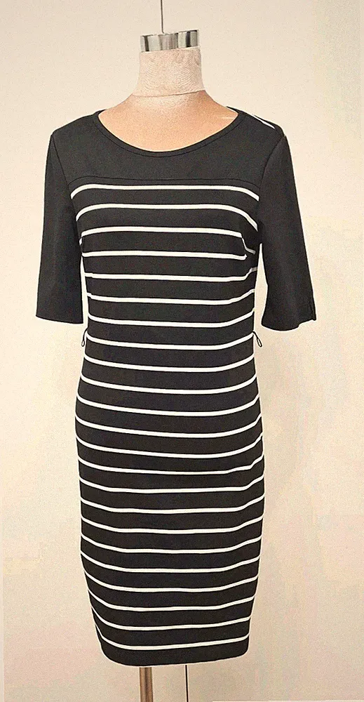 Kleid Damen Gr. 40 Marke Charles Vögele Halbarm 94cm lang leicht Stretch