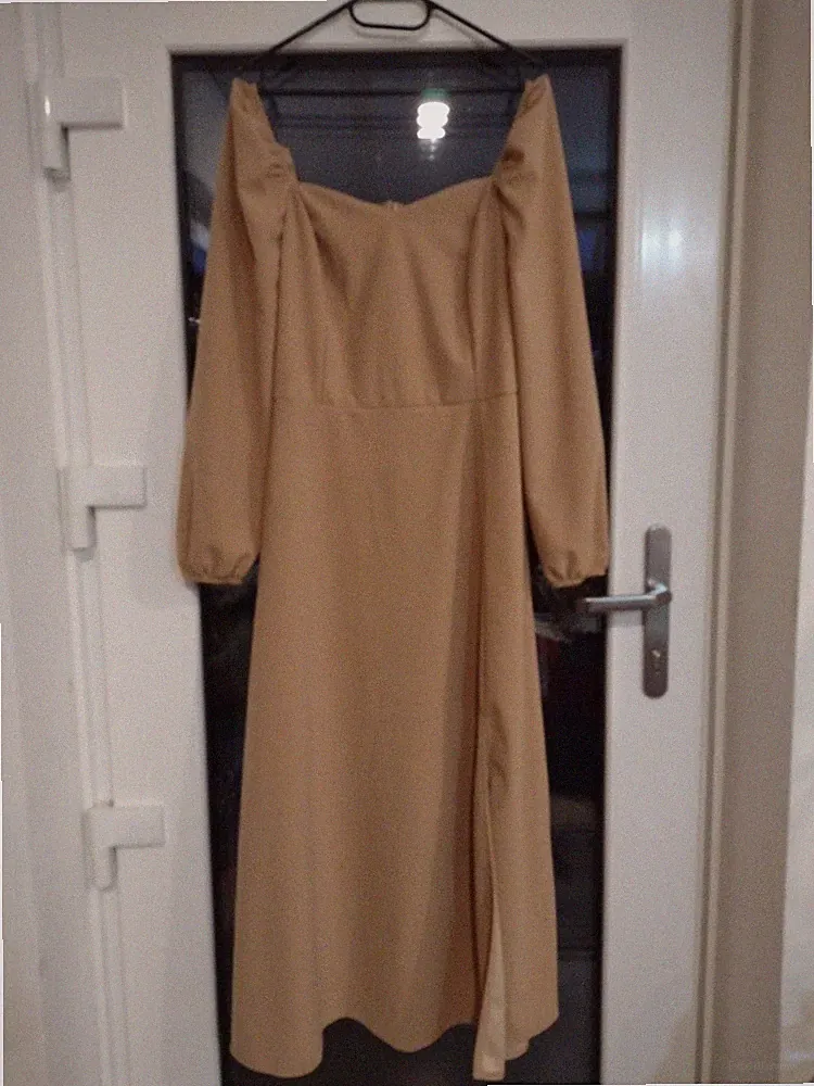 Kleid damen große Größen - Größe 44 - beige Laternenärmel