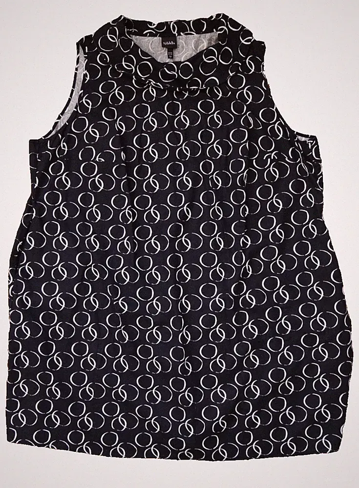 Kleid Damen Übergröße Ulla Popken Gr. 58-60 Leinenmix A Linie schwarz ärmellos
