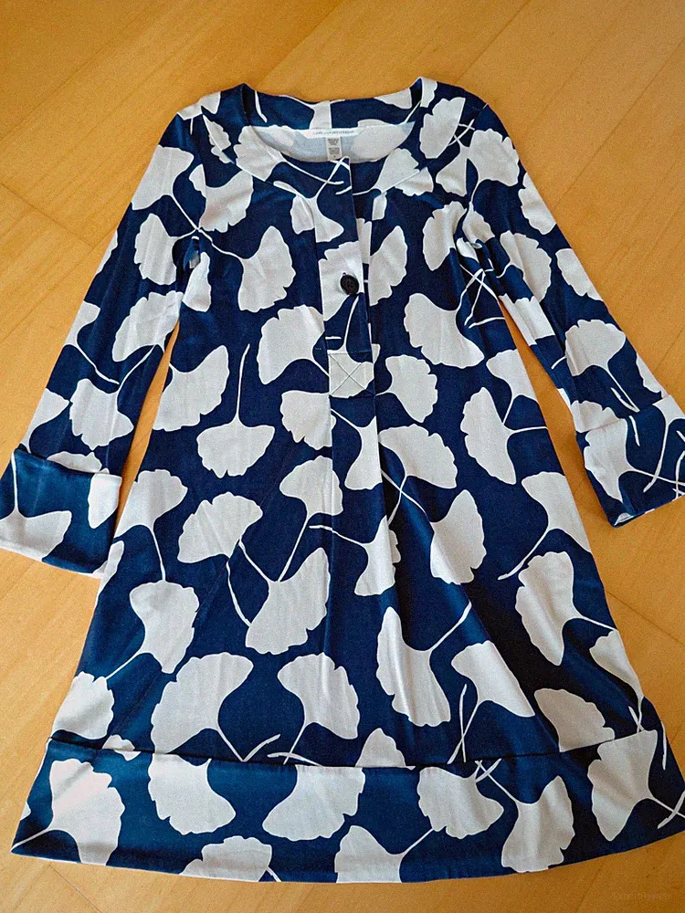 Kleid, Diane von Furstenberg, Seide, blau/weiß Blumen, Gr. S, 3/4-Arm