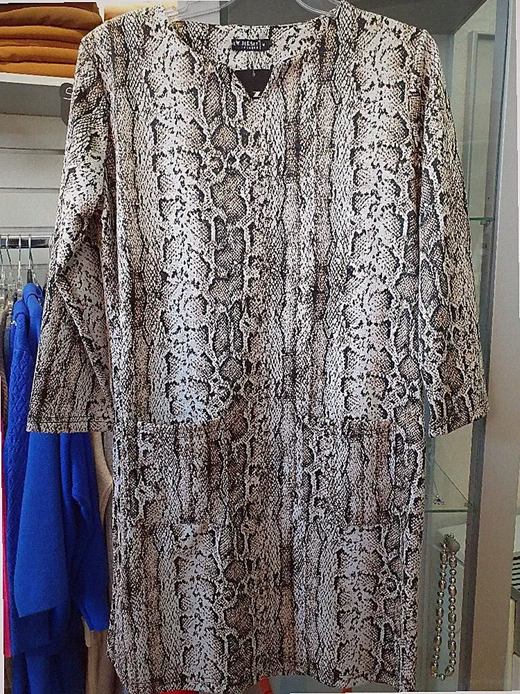 Kleid Etui Style Leoprint von New Jersey mit Taschen Gr. 3XL (46/48)