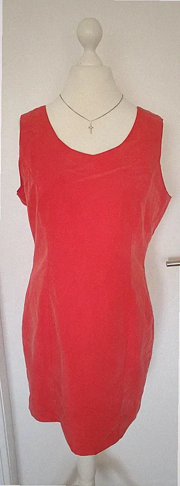 Kleid Etuikleid Canda rot hellrot knielang Größe 40 locker sitzend evtl 42