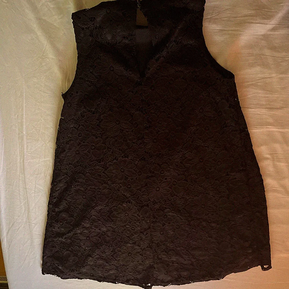 Kleid Etuikleid Spitzenkleid schwarz Gr. S / M Damenkleid papaya Stehkragen
