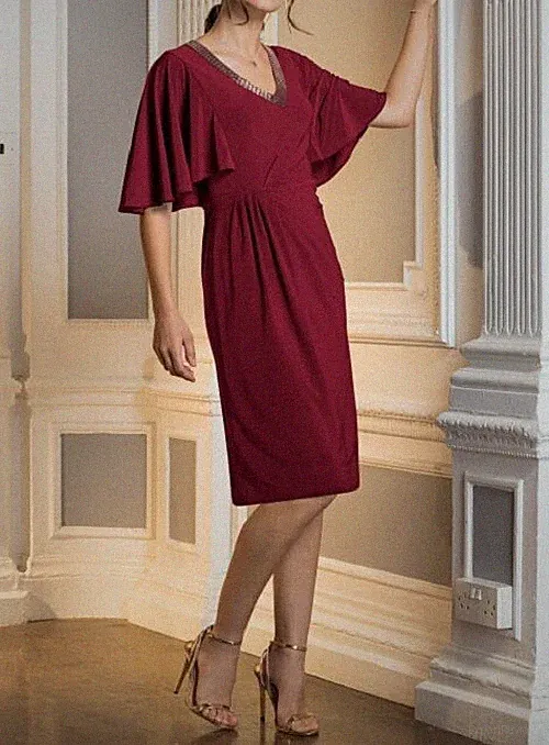 Kleid Festkleid Partykleid Cocktailkleid Etuikleid elegant bordeaux 42 44 46
