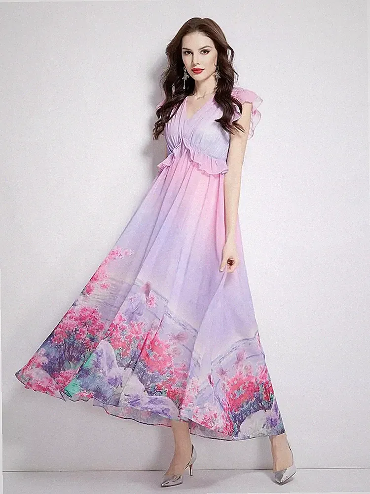 Kleid Frau Elegant Lang Alle Knöchel Weich Satin Rosa Gipsy 39132