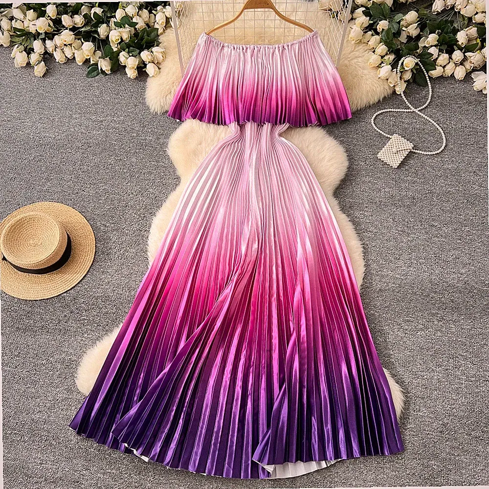 Kleid Frau Elegant Lang Satin Weich Violett Rückenfrei Knöchel Gipsy 35151