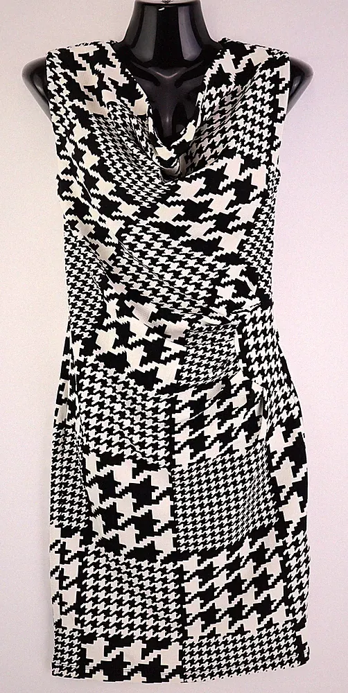 Kleid Gr. 32/34 Schwarz/Weiß Damen Etuikleid Minikleid Ärmelloses RPW