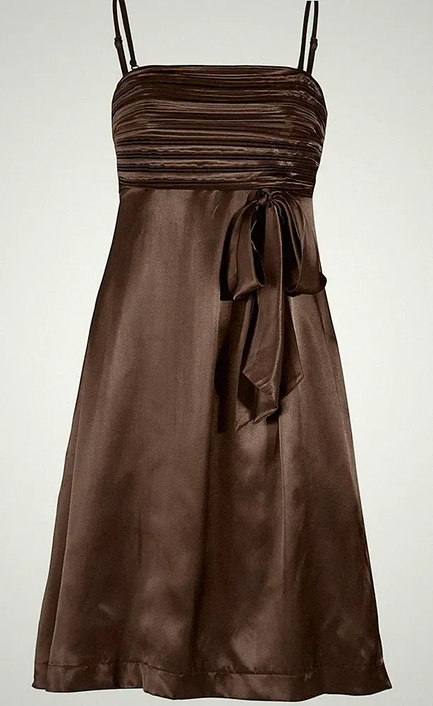 Kleid Gr. 34 Braun Satinkleid Abendkleid Partykleid Kurzes Ballkleid Neu