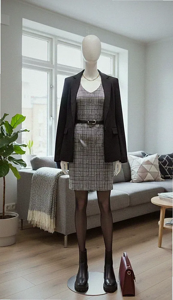 Kleid Gr. 36 Soyaconcept Damen Hahnentrittmuster Mehrfarbig sehr guter Zustand