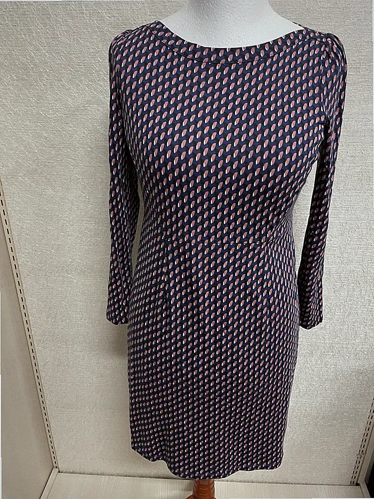 Kleid,Gr. 38, Boden, blau rot, Muster, 7/8 Ärmel