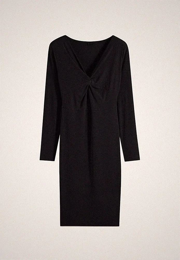 Kleid Gr. 48/50 Schwarz Etuikleid Mini-Dress Langarm-Dress Freizeitkleid Neu*