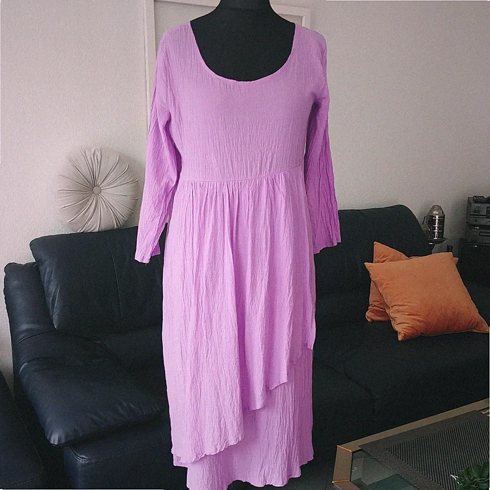 Kleid Gr. XXL 40/42/44 violett Crinkle • zartes Sommerkleid im Empire Stil