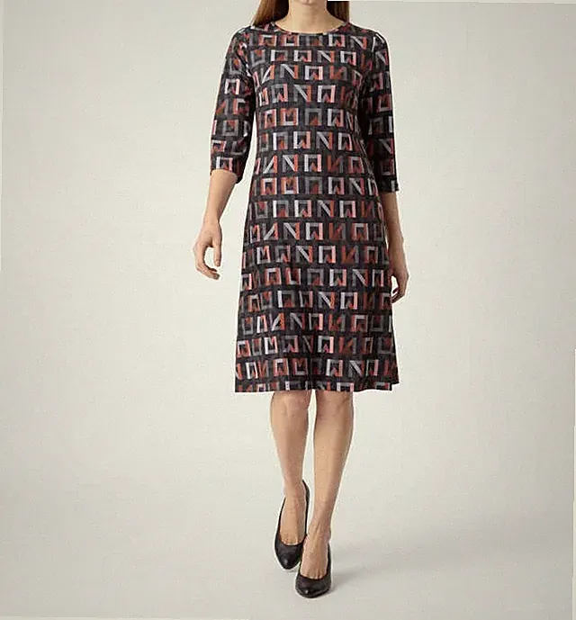 Kleid grau 40 Damen Etuikleid Grafik-Print grau/schwarz UVP:69,98 € 2.4802