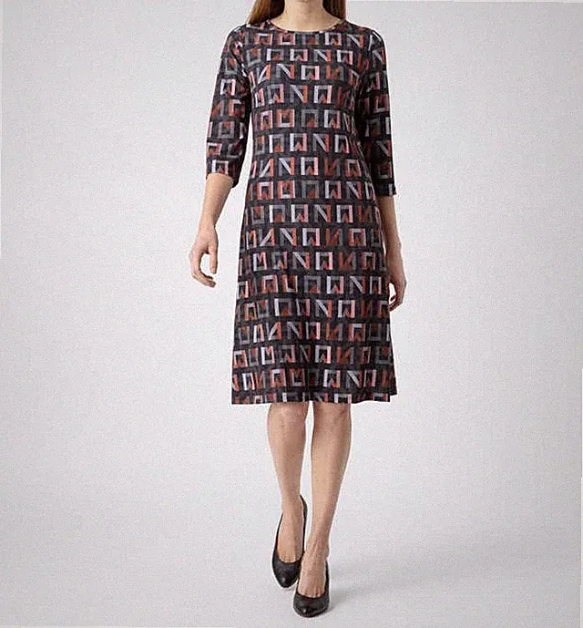 Kleid grau 40 Damen Etuikleid Grafik-Print grau/schwarz UVP:69,98 € 2.4802