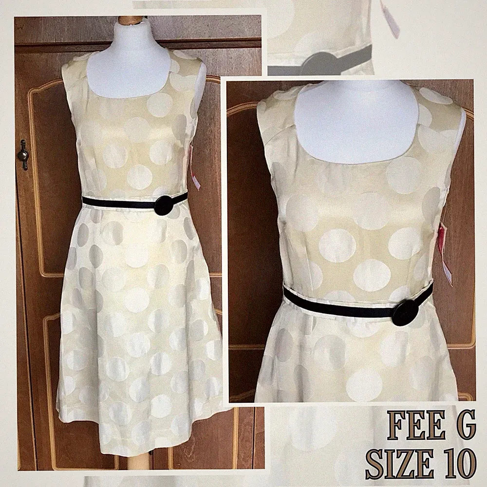 Kleid Größe 10 Fee G EUR 38 Gelbgold Leinen Hochzeit Gast Event Neu mit Etikett UVP 254£