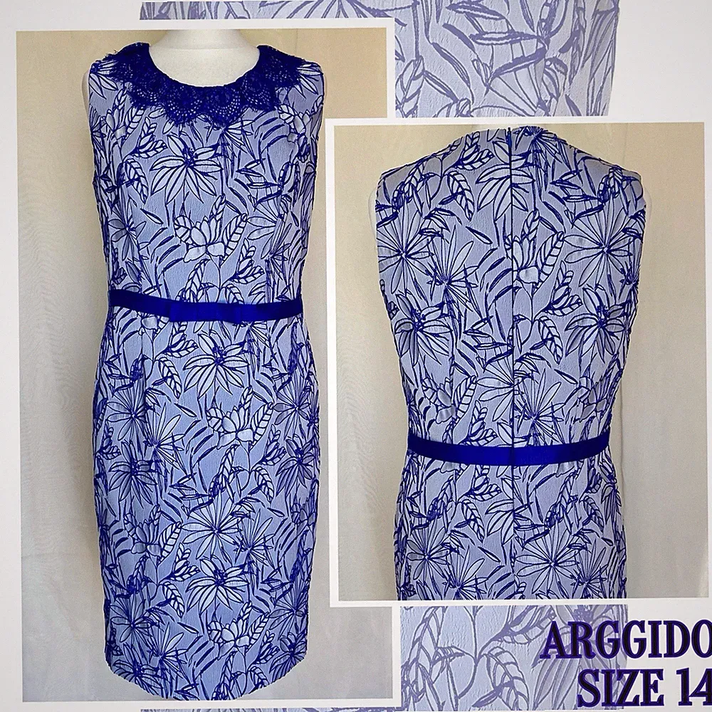Kleid Größe 14 Arggido Blau EUR 42 Bleistift Hochzeit Gast Anlass Festlich Party