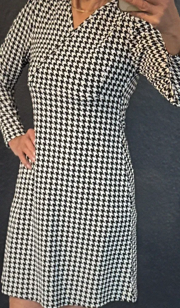 Kleid Hahnentritt - Schwarz - Weiß - Gr. S - klassisch - elegant