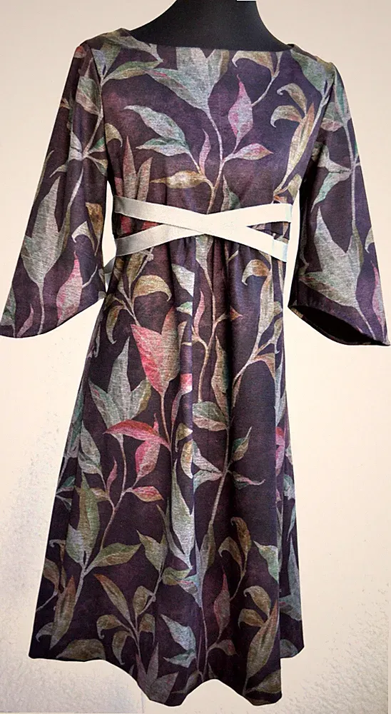 Kleid Handarb. neu Empirekleid 38 40 elast. Violett Grün Rot Grau Bindebänder