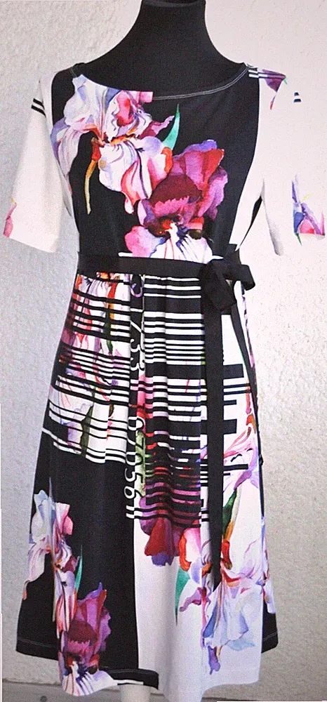 Kleid Handarb. neu Empirekleid 38 40 elast. Weiß Schwarz Pink Flieder romantisch
