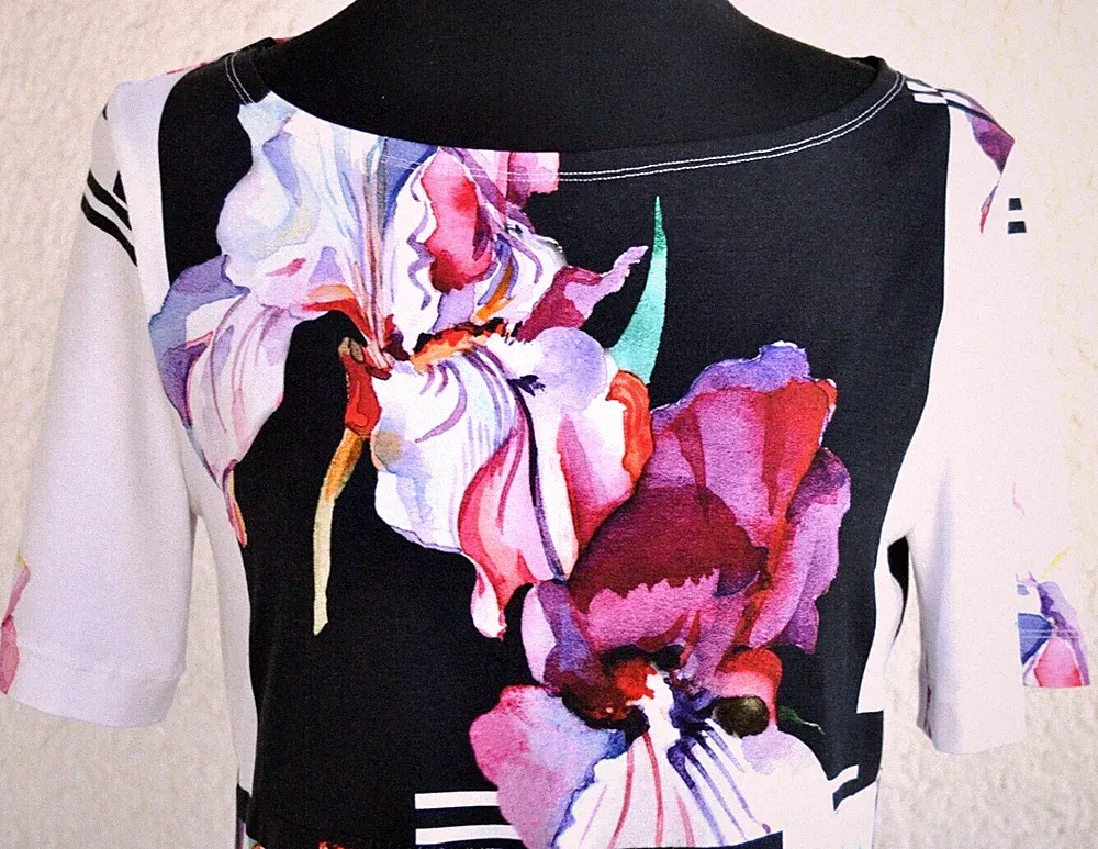 Kleid Handarb. neu Empirekleid 38 40 elast. Weiß Schwarz Pink Flieder romantisch