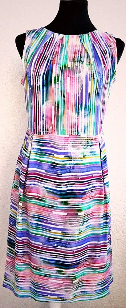 Kleid Handarb. Viskose Sommer neu Blau Weiß Rosa 38 - 40 Pastellfarben Etuikleid