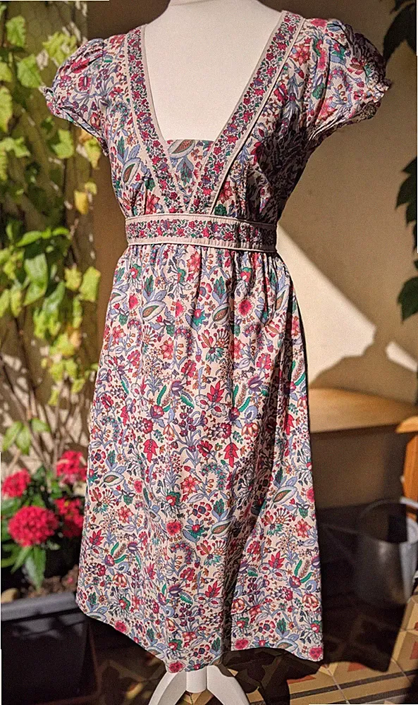 Kleid Hippie Boho Ibiza Landhaus Retro Blumenkleid 36-38 Mango MNG Sommerkleid