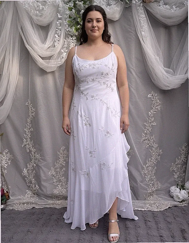 Kleid Hochzeitstag Hochzeitsgast Brautjungfer weiß verziert Größe 18 UK