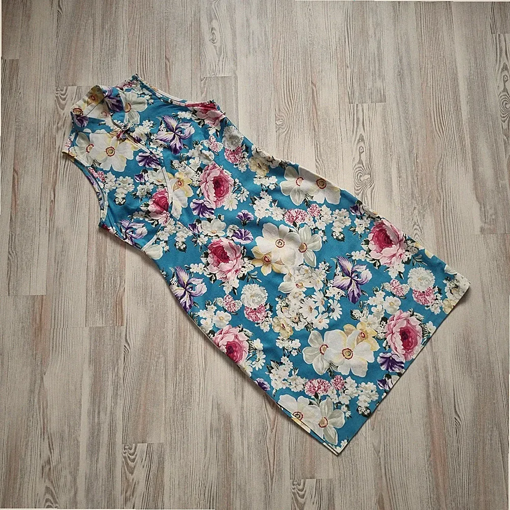 Kleid im Asia-Style ✮HANDMADE✮ Gr.36/38 Stehkragen Wickeloptik Baumw ✮TOP✮