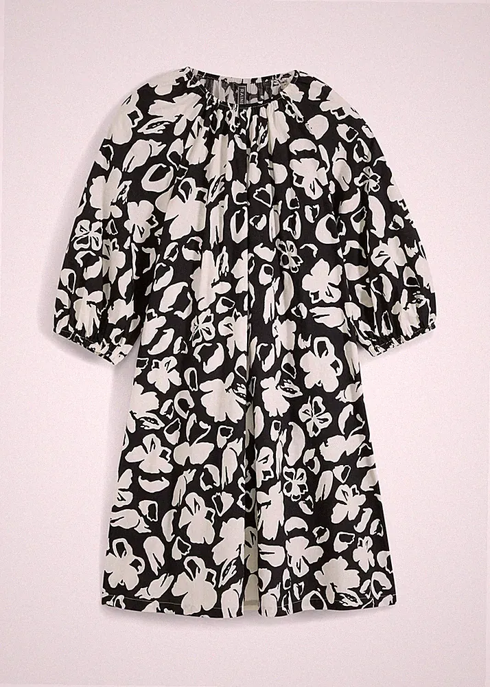 Kleid in A-Linie Gr. 36 Schwarz Wollweiß Sommerkleid Mini Freizeitkleid Neu